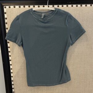 SKIMS Slate Blue Gray Short Sleeve Tee